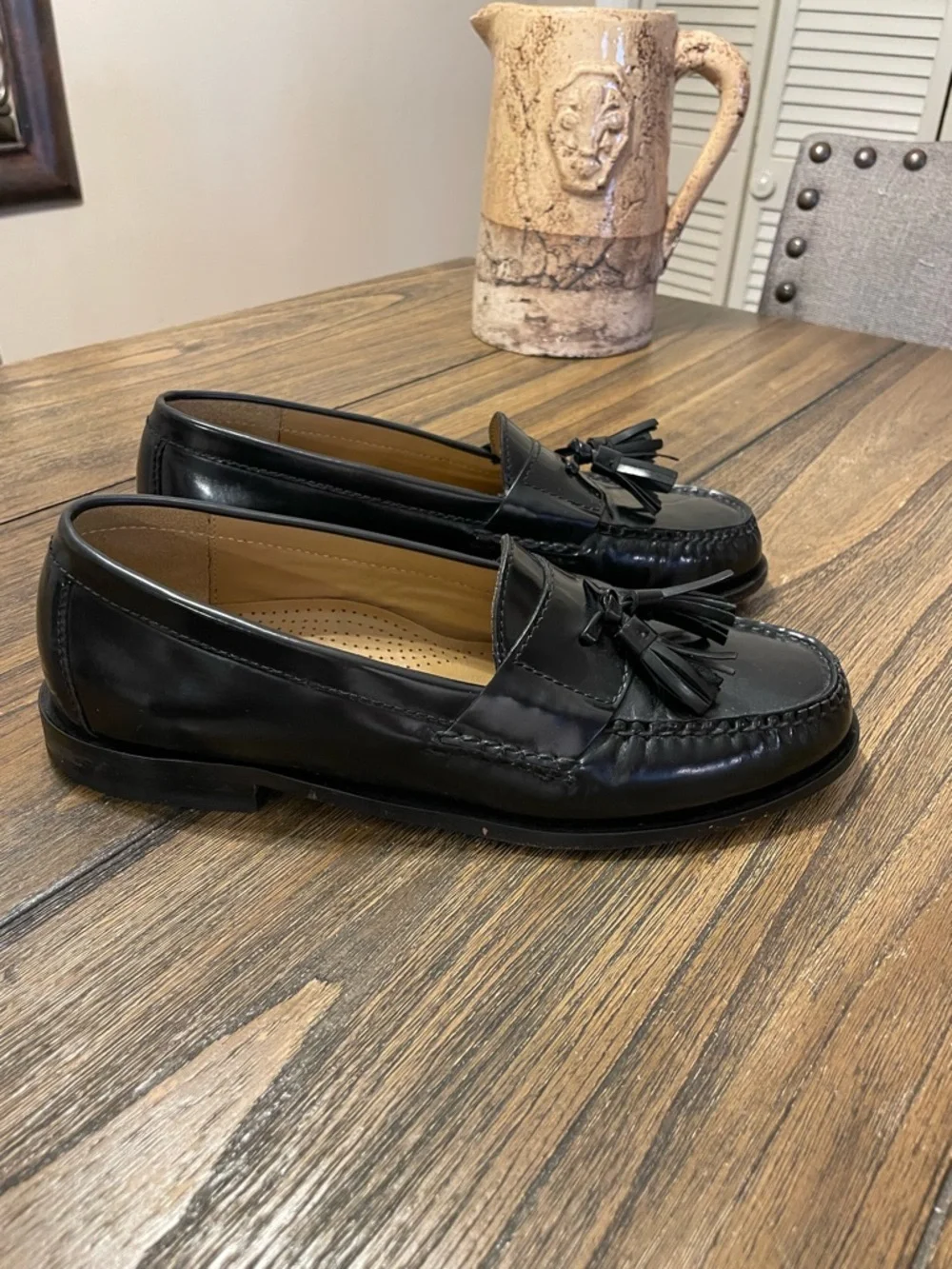 Cole Haan Pinch Men’s 8 M Black Leather Tasseled Loafers Shoes Slip On Classic